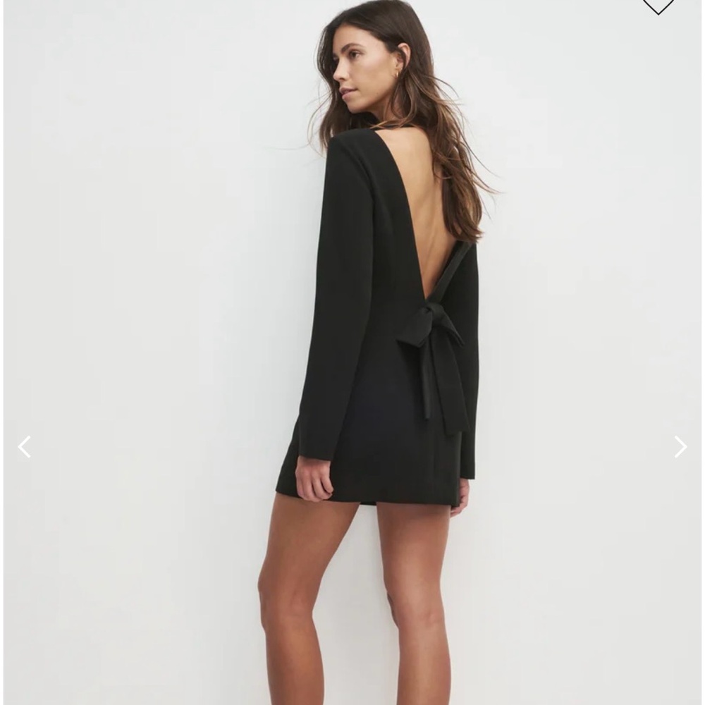 Favorite Daughter Black Backless Long-Sleeve Mini Dress